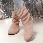 Bottines Femme Mi-Hautes, Talon Plat – coloris rose, vue 2