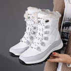 Bottes de Neige Femme Matelassées, Lacets – coloris blanc
