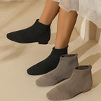 Bottines Chaussettes Femme Tricot, Bout Carré