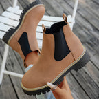 Bottes Chelsea Femme Similicuir Mat, Semelle Crantée – coloris camel