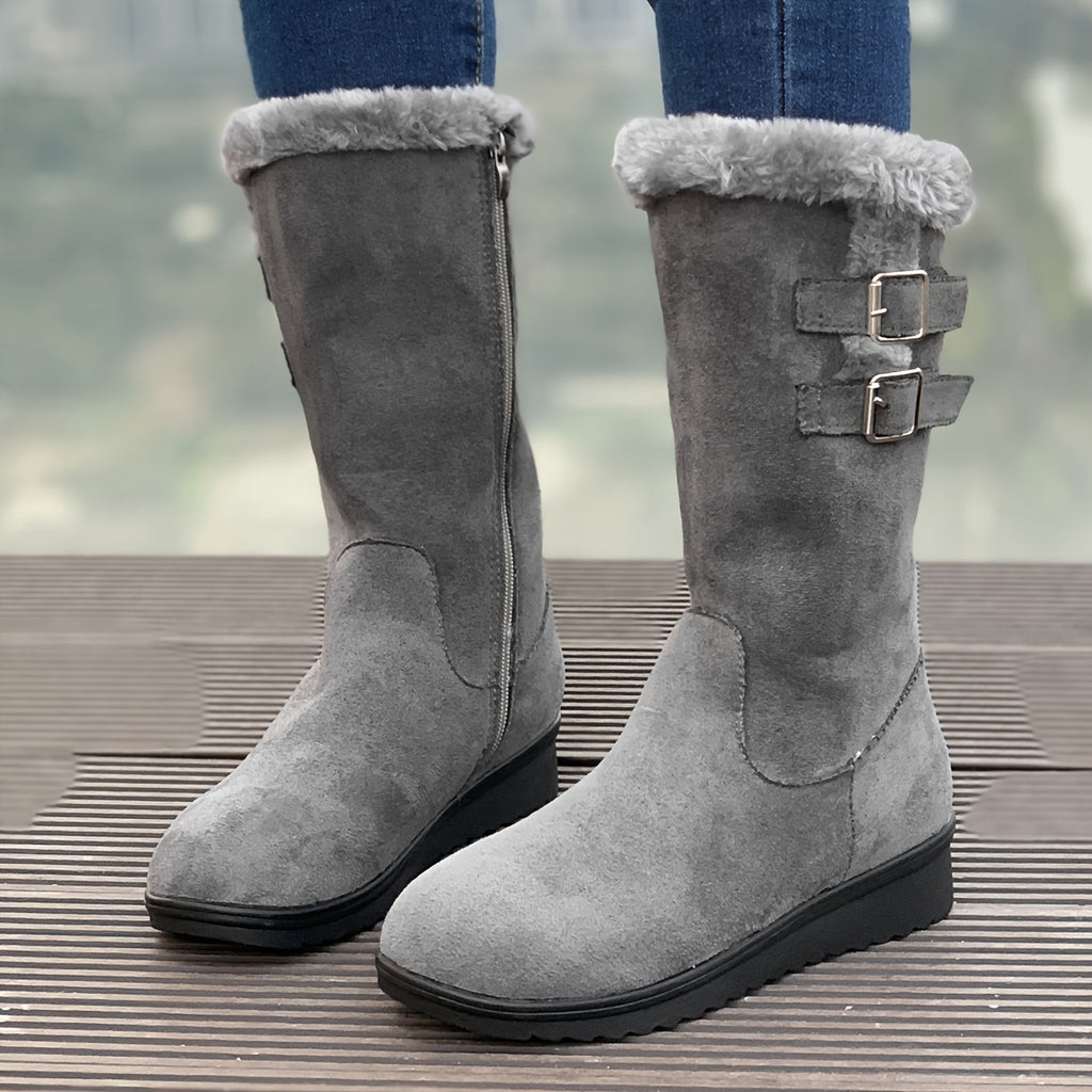 Bottes Femme Mi-Mollet, Flanelle et Velours Côtelé, vue 6
