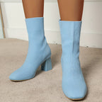 Bottes Chaussettes Femme en Tricot, Talon Bloc, vue 9