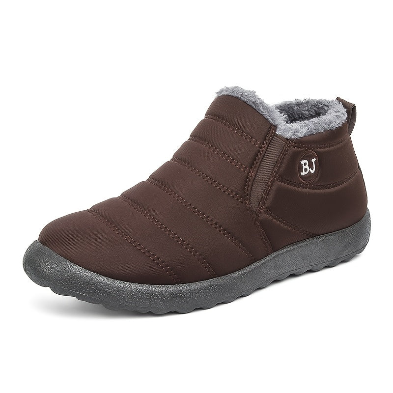 Bottes Hiver Femme à Enfiler, Col Fausse Fourrure – coloris brun