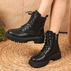 Bottines Femme Similicuir Noires à Lacets, vue 6