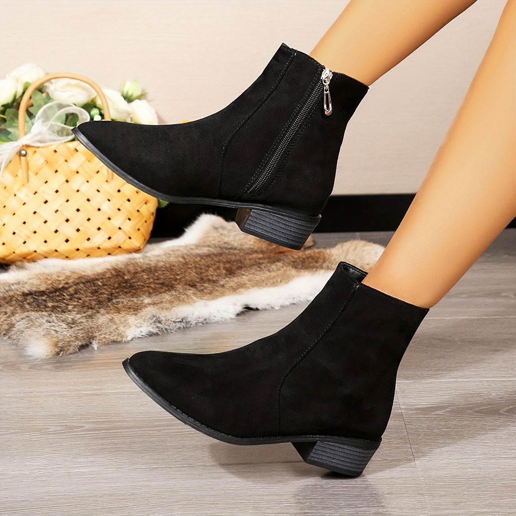 Bottines Femme Zippées, Microfibre Aspect Daim, Talon 4 cm, vue 3