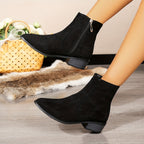 Bottines Femme Zippées, Microfibre Aspect Daim, Talon 4 cm, vue 3