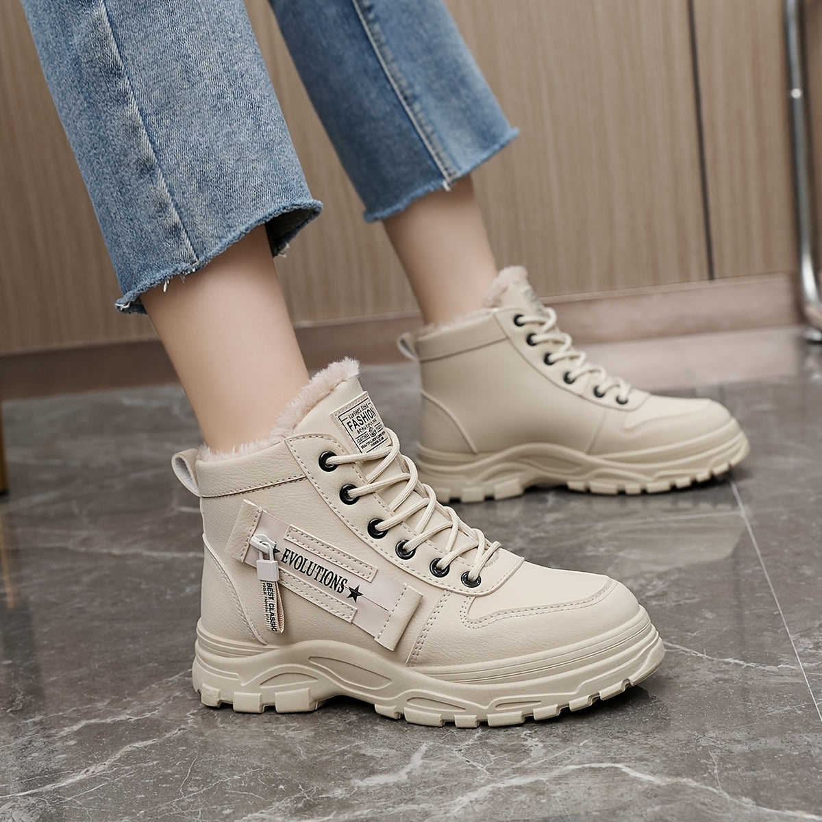 Bottines Femme Similicuir, Plateforme à Lacets, vue 9