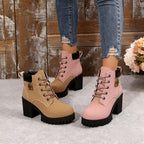 Bottes à Lacets Femme, Talon Haut Cranté, 5 Coloris, vue 5