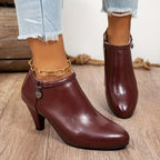 Bottes Basses Femme à Talon, Similicuir, Breloque Cœur, vue 6
