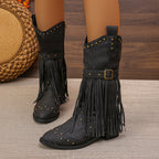 Bottes Femme Similicuir, Franges et Clous, vue 4