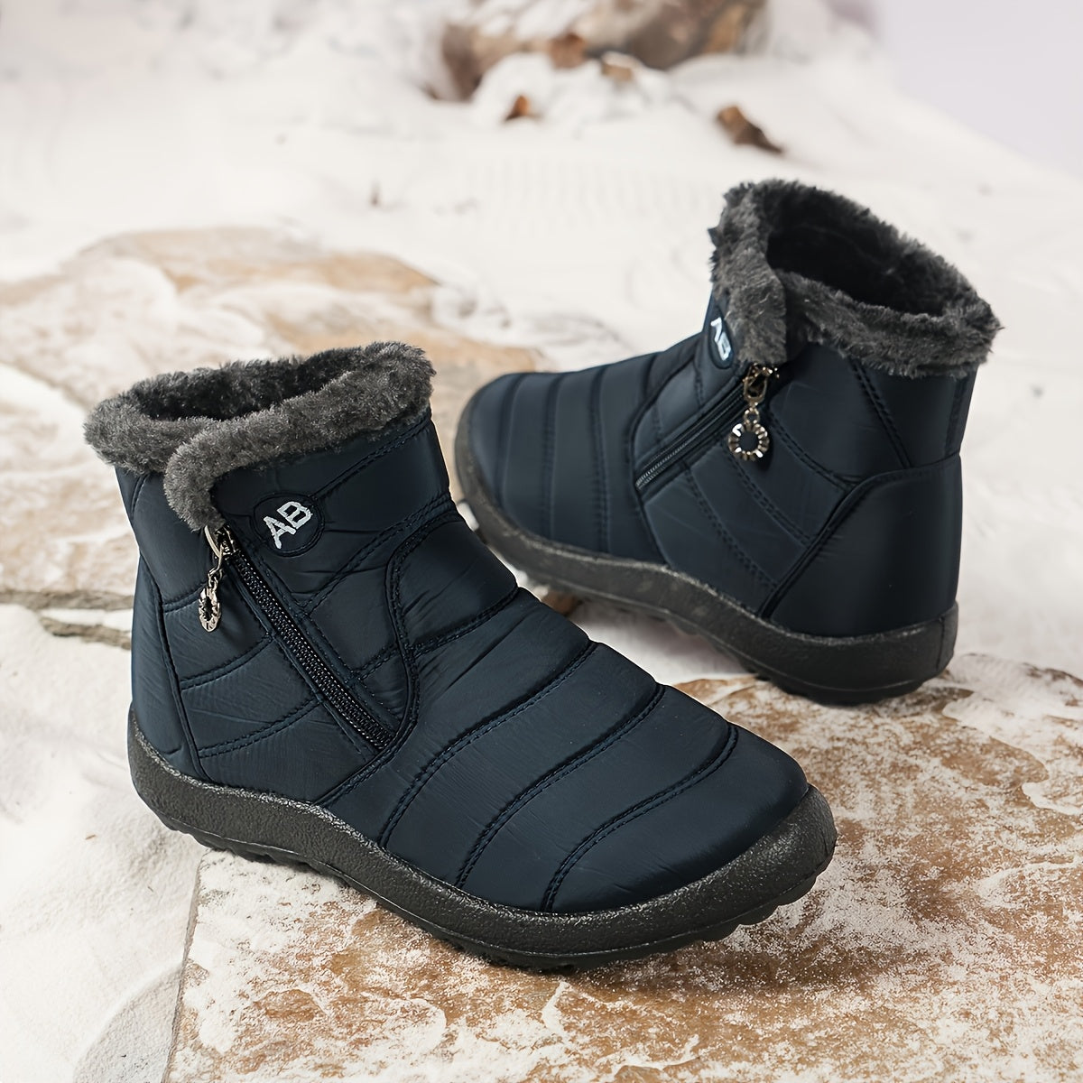 Bottes de Neige Femme, Semelle Plate – coloris bleu