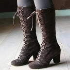 Bottes Femme Hautes à Lacets, Flanelle