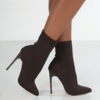 Bottes Chaussettes Talon Aiguille, à Enfiler – coloris café