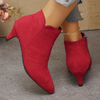 Bottines Femme Bout Pointu, Talon Kitten, 4 Coloris – coloris rouge, vue 2
