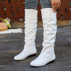 Cuissardes Femme Similicuir, Tige Drapée – coloris blanc