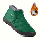 Bottes Plates Femme à Enfiler, Col Fausse Fourrure – coloris vert foncé