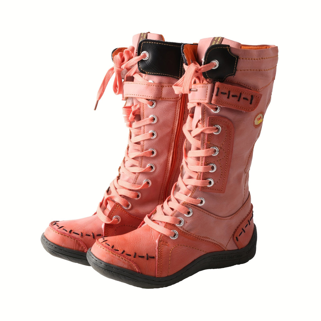 Bottes à Lacets Femme Mi-Hautes et Zippées, 7 Coloris – coloris orange