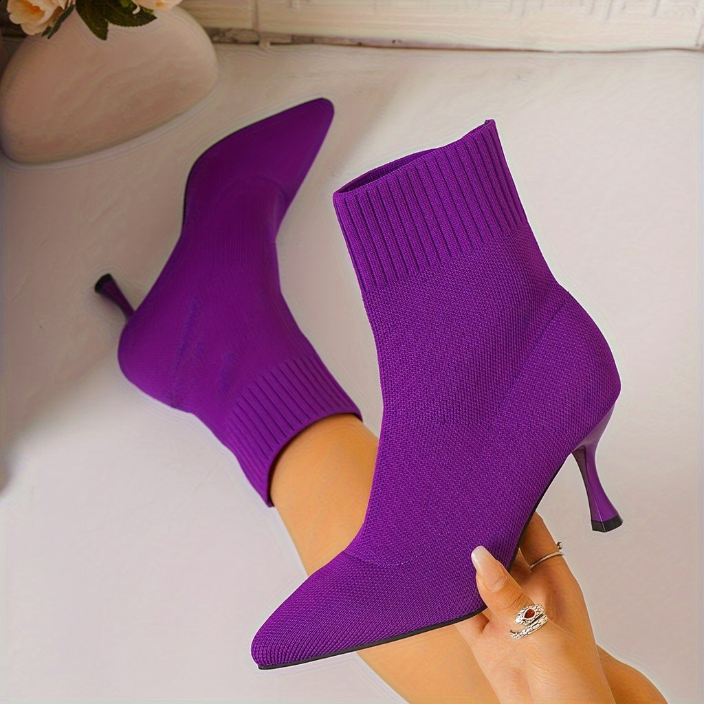 Bottes Chaussettes Femme, Talon Aiguille – coloris violet