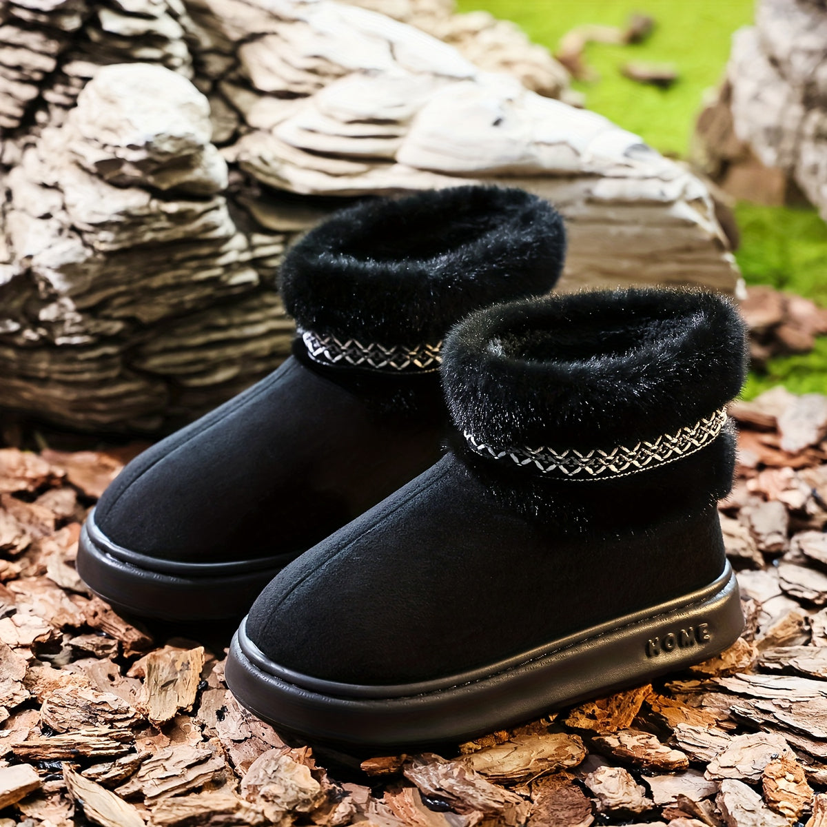 Bottes Fourrées Femme, Tissu Effet Daim – coloris noir, vue 4