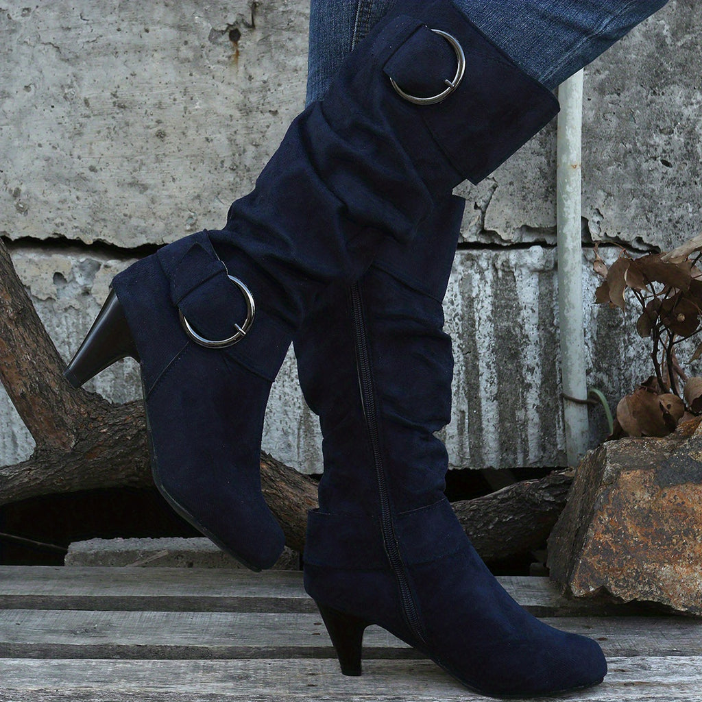 Bottes Femme Hautes, Brides à Boucle, Aspect Suédé, vue 3