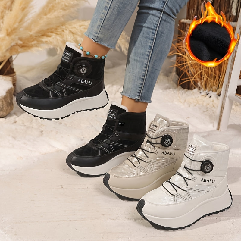 Bottes d'Hiver Femme, Similicuir, Semelle Plateforme, vue 17