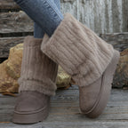 Bottes Fausse Fourrure Femme, Semelle Plateforme, Taupe, vue 4