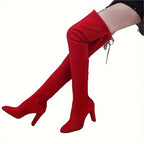 Cuissardes Femme, Tige Extensible, Cordon de Serrage – coloris rouge