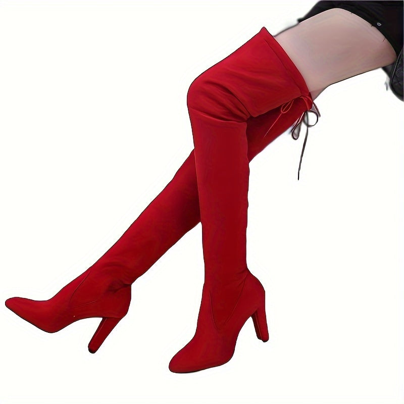Cuissardes Femme, Tige Extensible, Cordon de Serrage – coloris rouge
