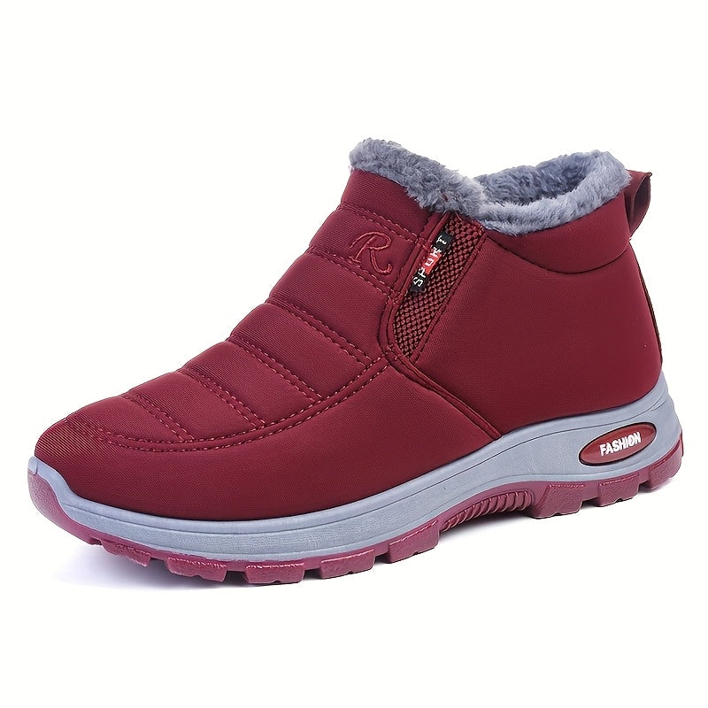 Bottes de Neige Femme, Talon Plat, à Enfiler – coloris rouge