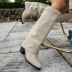 Bottes à Revers Femme Aspect Daim, Sangle à Boucle, vue 3
