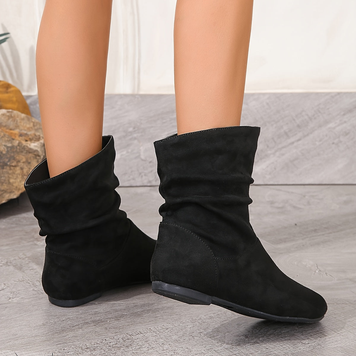 Bottines Femme Mi-Hautes, Talon Plat, vue 2