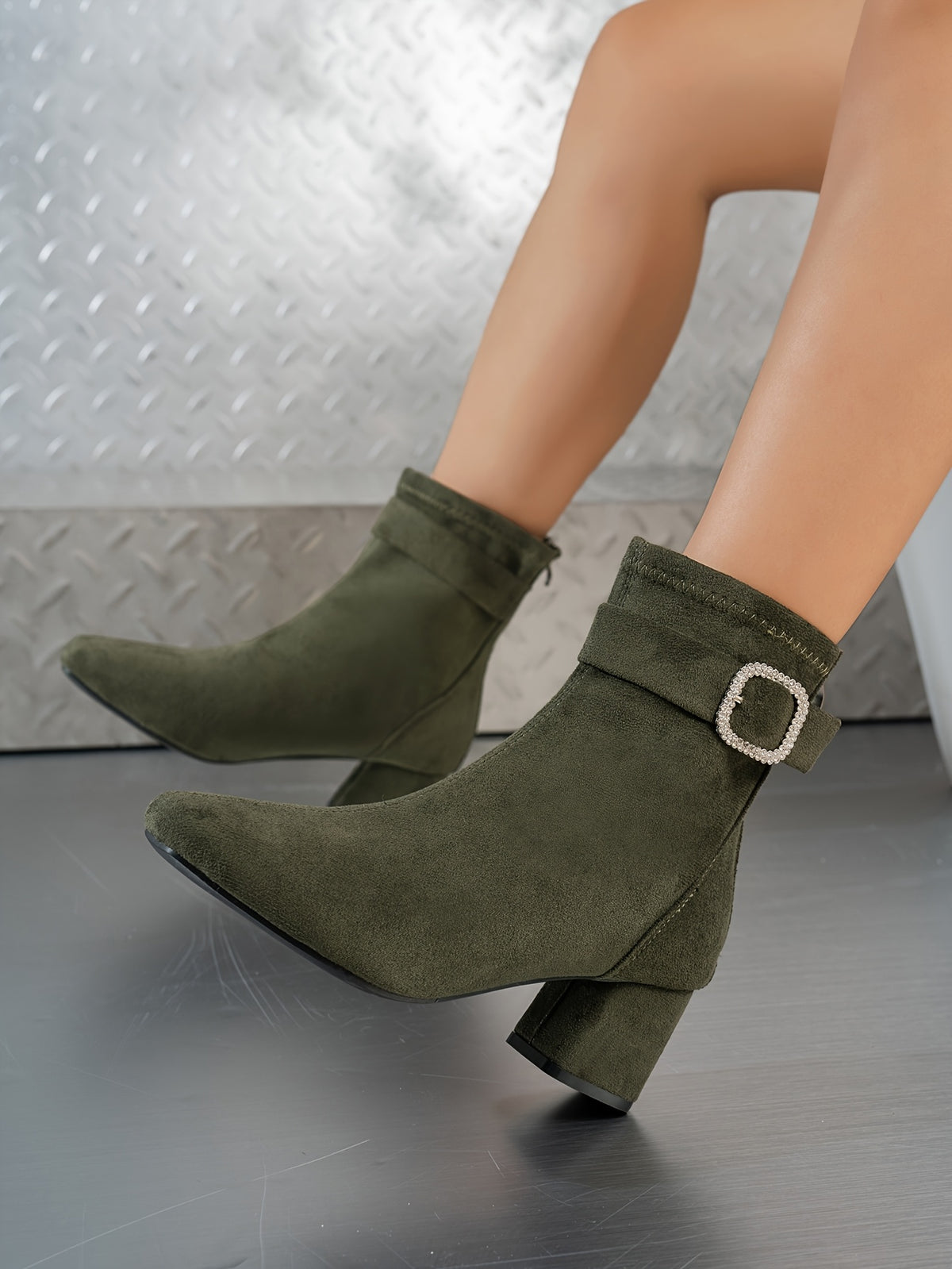 Bottines Femme Bout Carré, Talon Bloc, vue 16