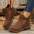 Bottines Chelsea Femme Aspect Daim, Boucle – coloris marron clair