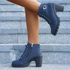 Bottines Femme Similicuir à Lacets, Talon Haut, vue 3