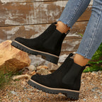Bottines Chelsea Femme Semelle Crantée, Aspect Daim, vue 11