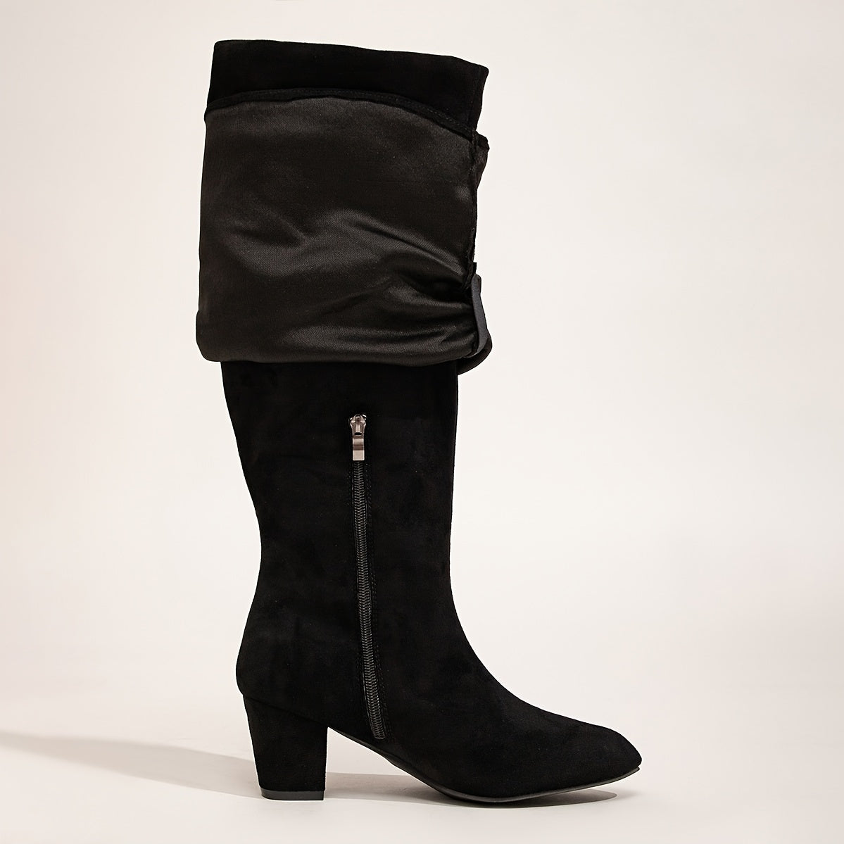 Bottes Tombantes Femme Mollet Large, Aspect Daim, Bout Pointu, vue 5