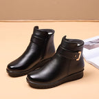 Bottines Femme Similicuir, Zip et Bride Dorée