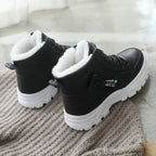 Bottes Plateforme Femme à Lacets, Col Fourrure – coloris noir