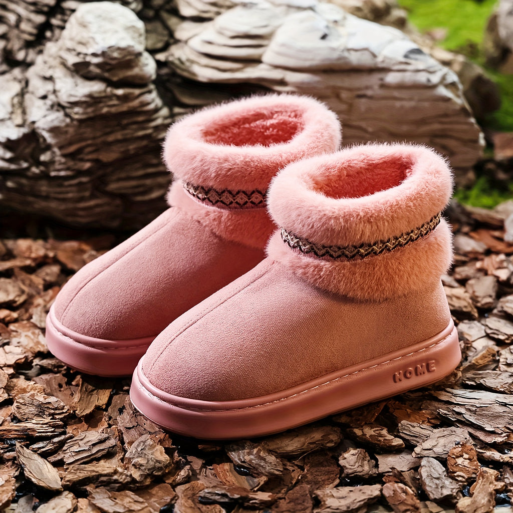 Bottes Fourrées Femme, Tissu Effet Daim – coloris rose, vue 4