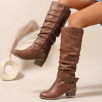 Bottes Cavalières Femme, Similicuir, Bride à Boucle – coloris marron clair