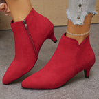 Bottines Femme Bout Pointu, Talon Kitten, 4 Coloris – coloris rouge, vue 5