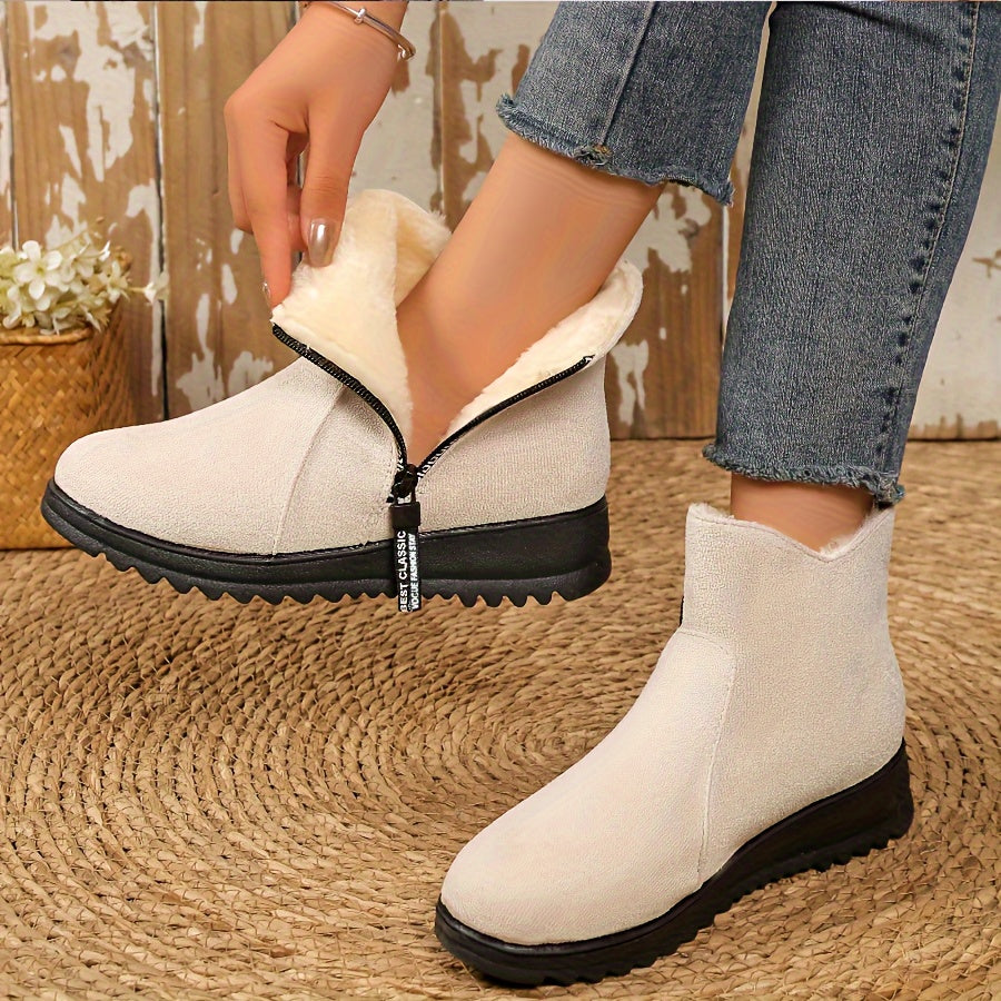 Bottes de Neige Femme Courtes, Aspect Daim, Doublure Peluche, vue 2