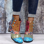 Bottines Femme Similicuir, Motif Fleuri