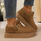 Bottines Plateforme Femme Aspect Daim, Sangle à Boucle, vue 8