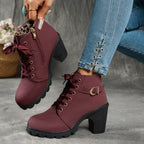 Bottines Femme Plateforme, Boucle Décorative – coloris bordeaux