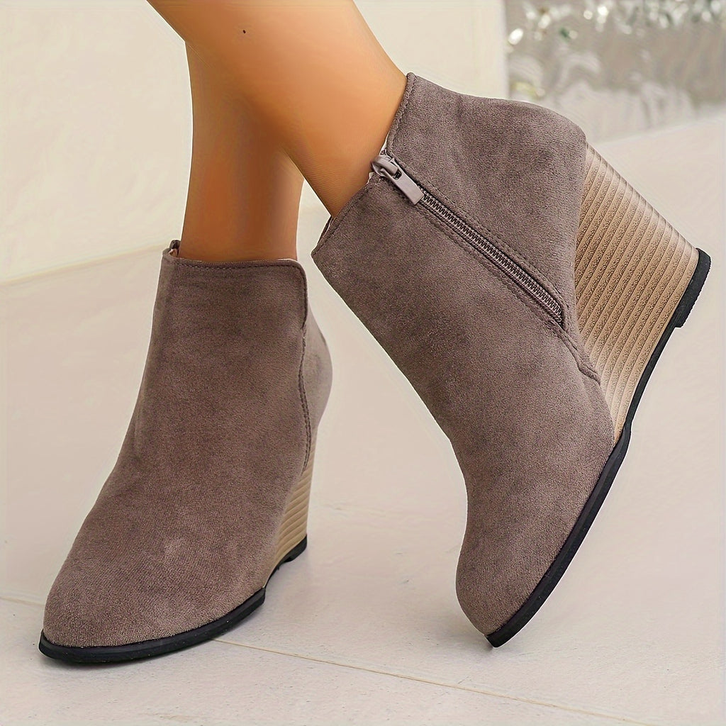 Bottines Femme Talon Compensé, Flanelle – coloris gris foncé