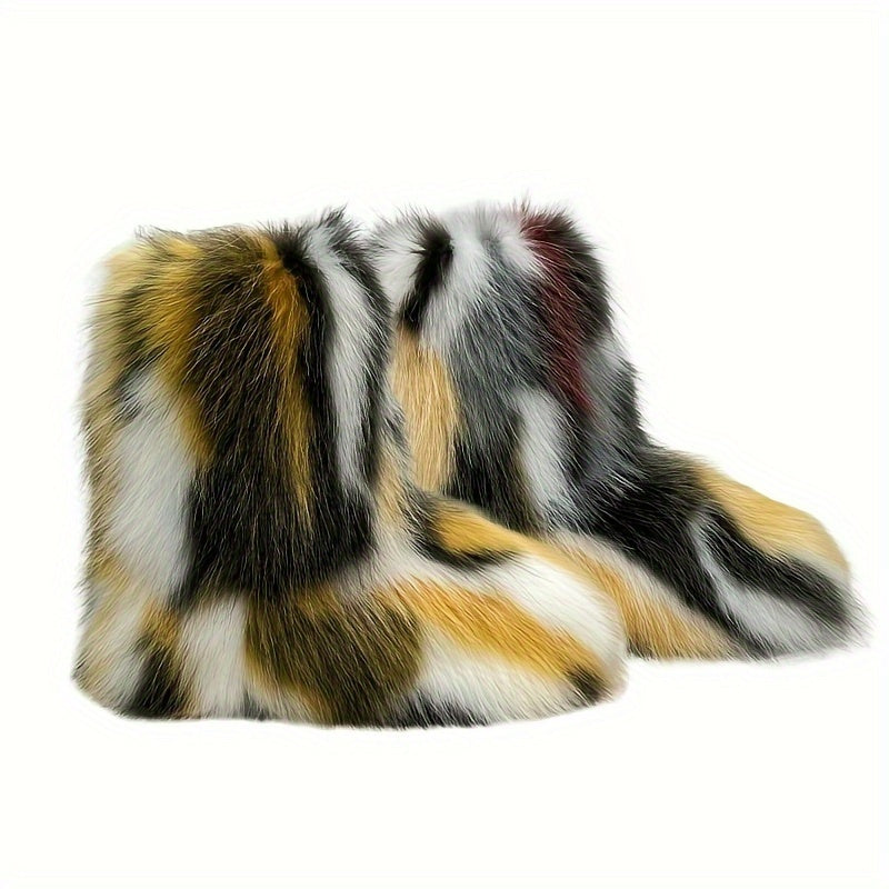 Bottes de Neige Femme Fausse Fourrure, Sans Fermeture – coloris multicolore