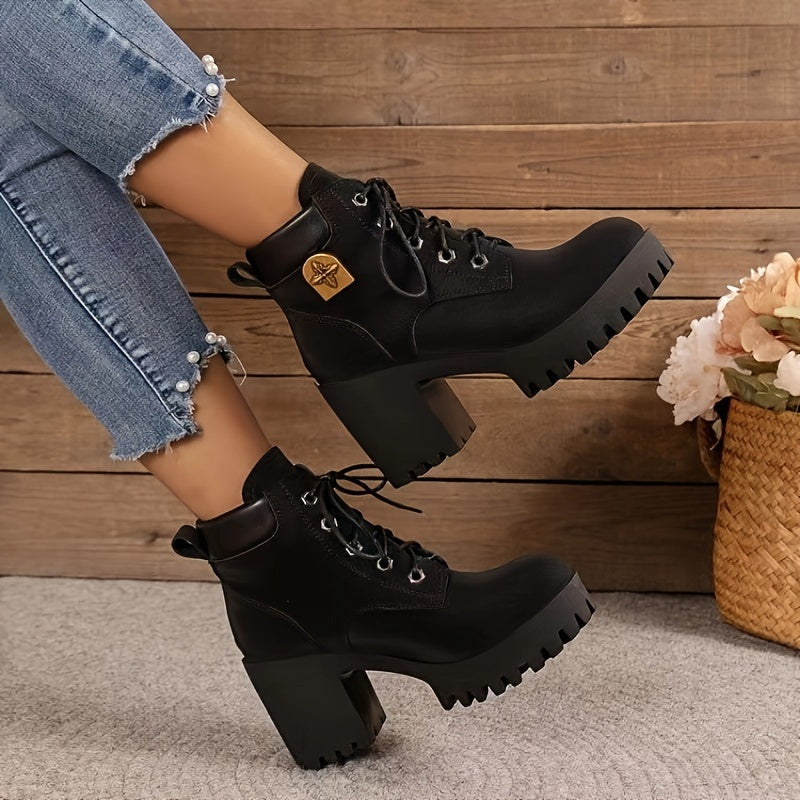 Bottes à Lacets Femme, Talon Haut Cranté, 5 Coloris, vue 6