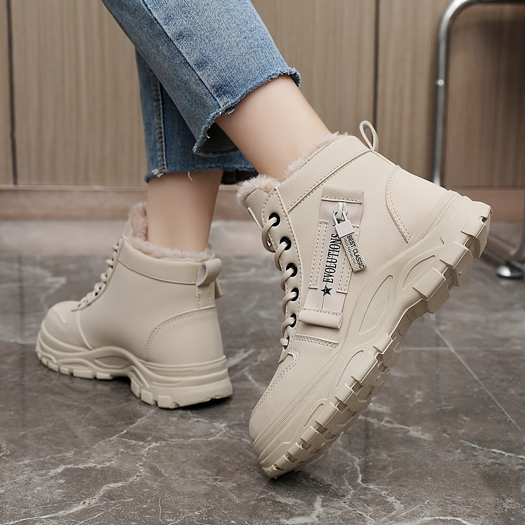 Bottes Plateforme Femme à Lacets, Col Fourrure, vue 13