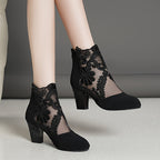 Bottines Femme en Dentelle Brodée, Fermeture Zip, vue 2